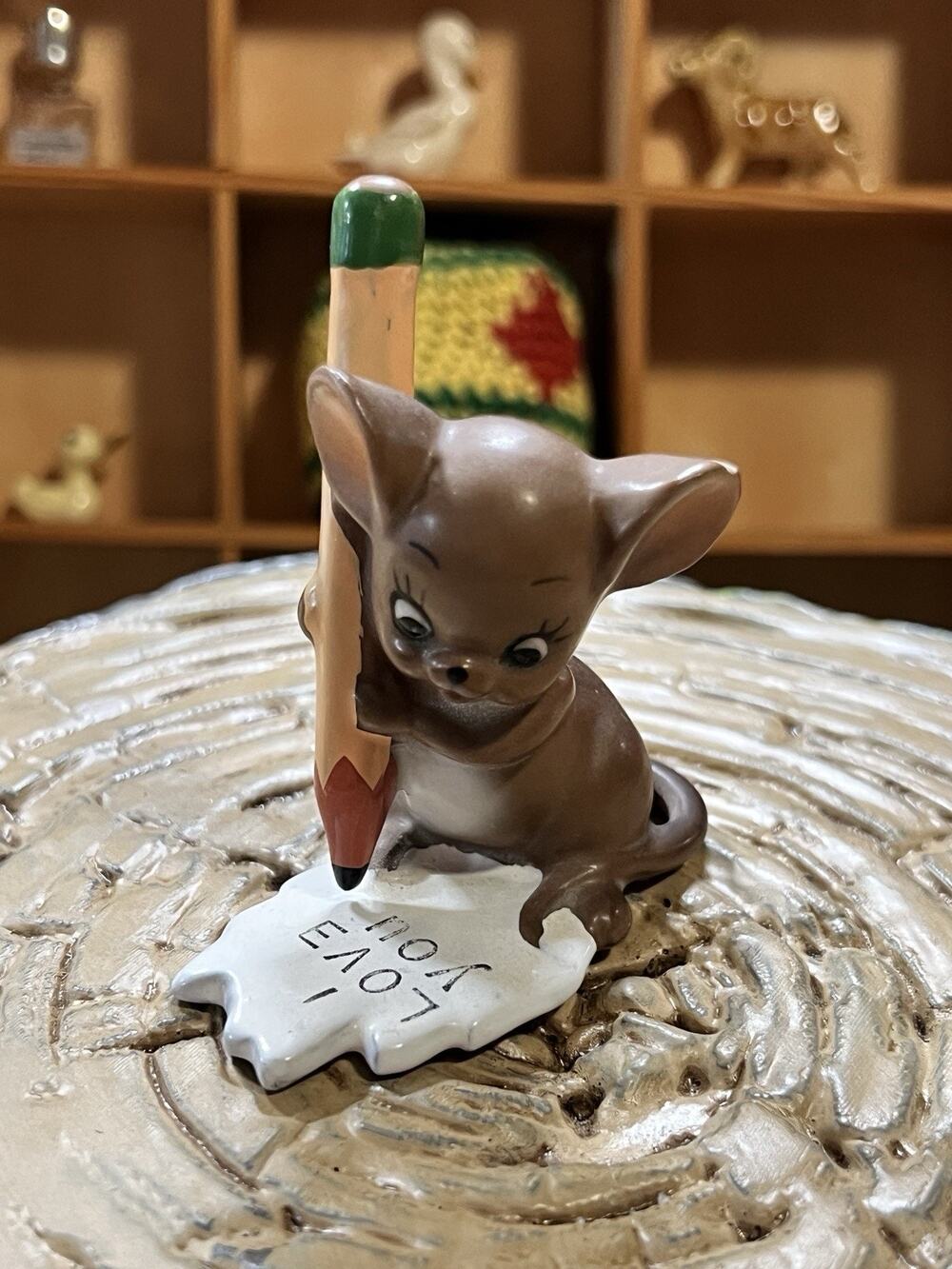 Vintage Josef Originals Mouse Village "LOVE NOTE" pencil Writing Mouse READ